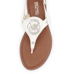 EUC Michael Kors Logo Sandal Size 7 White
